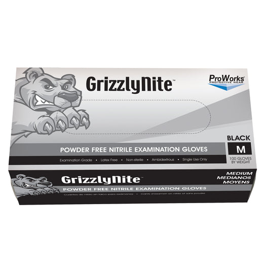 Nitrile Exam Powder Free Glove, Black,  Medium, 100/bx, 10bx/cs