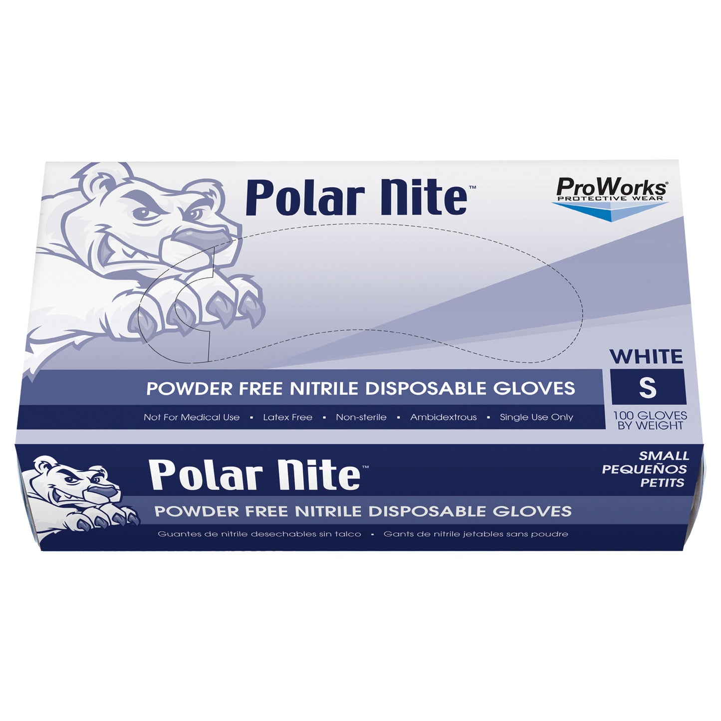 Nitrile Glove, Powder-Free, White, Small, 100/bx, 10bx/cs