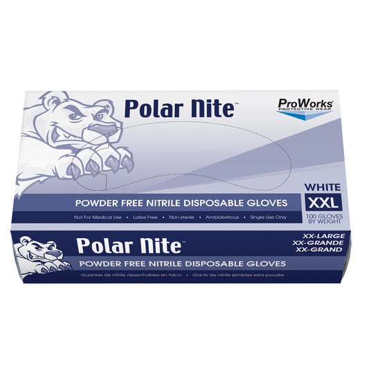 Nitrile Glove, Powder-Free, White, XX-Large, 100/bx, 10bx/cs