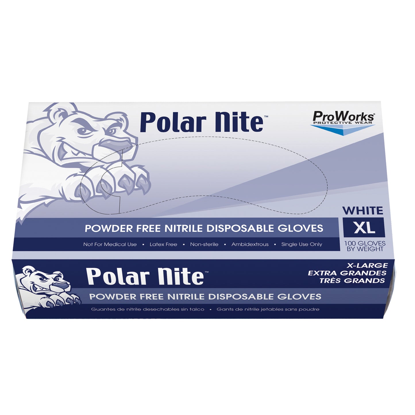 Nitrile Glove, Powder-Free, White, X-Large, 100/bx, 10bx/cs