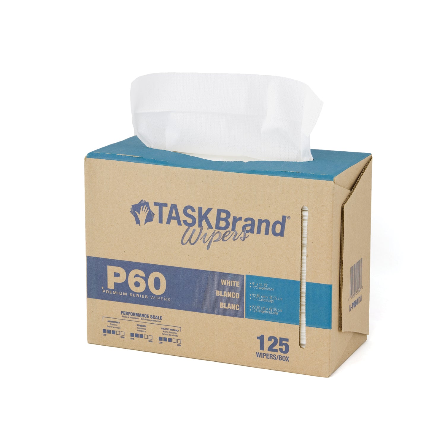 Taskbrand P60 MD Hydrospun, Interfold, Dispenser, White, 9" x 16_", 125/bx, 10 bx/cs