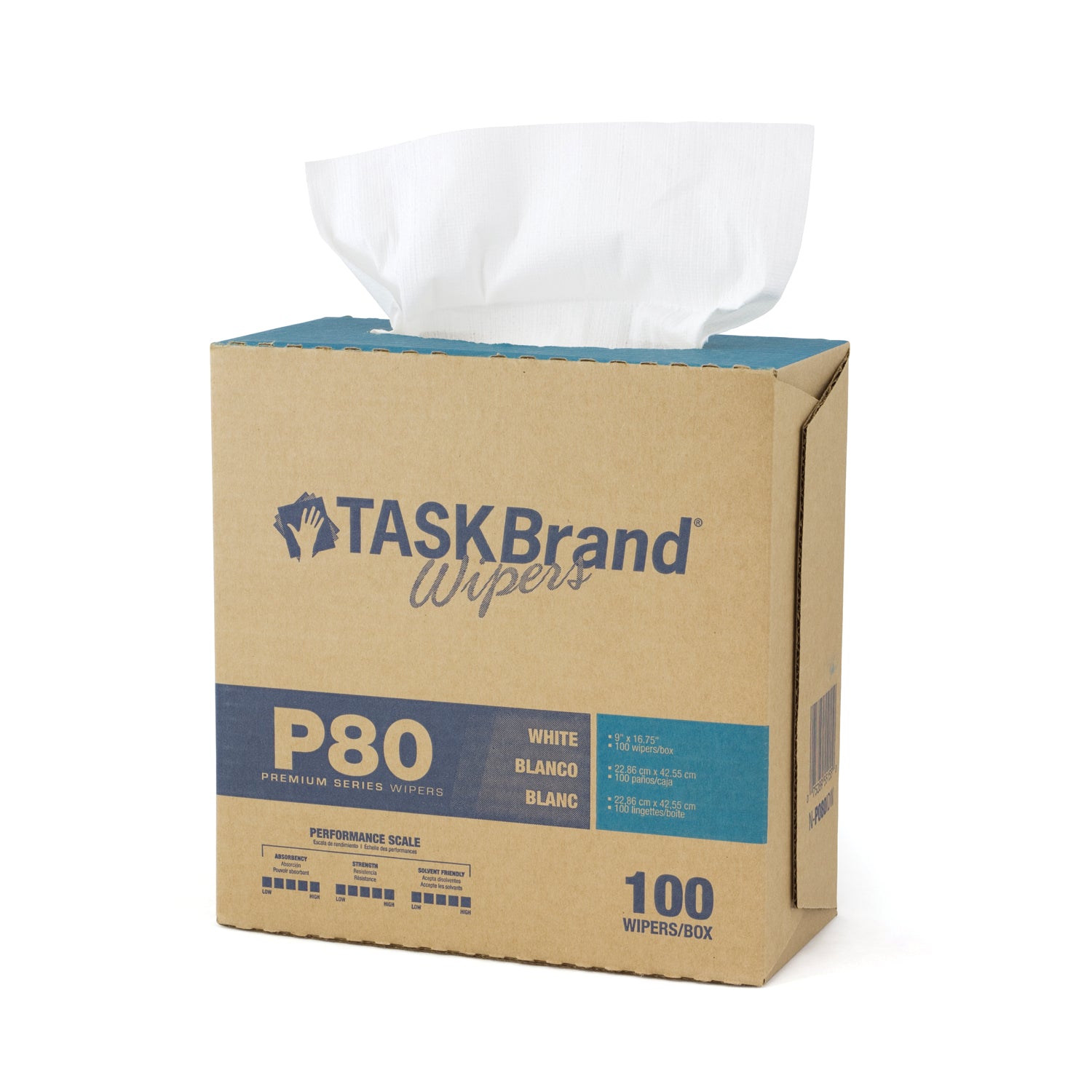 Taskbrand P80 PD Hydrospun, Interfold, Dispenser, White, 9" x 16.75", 100/bx, 4 bx/cs