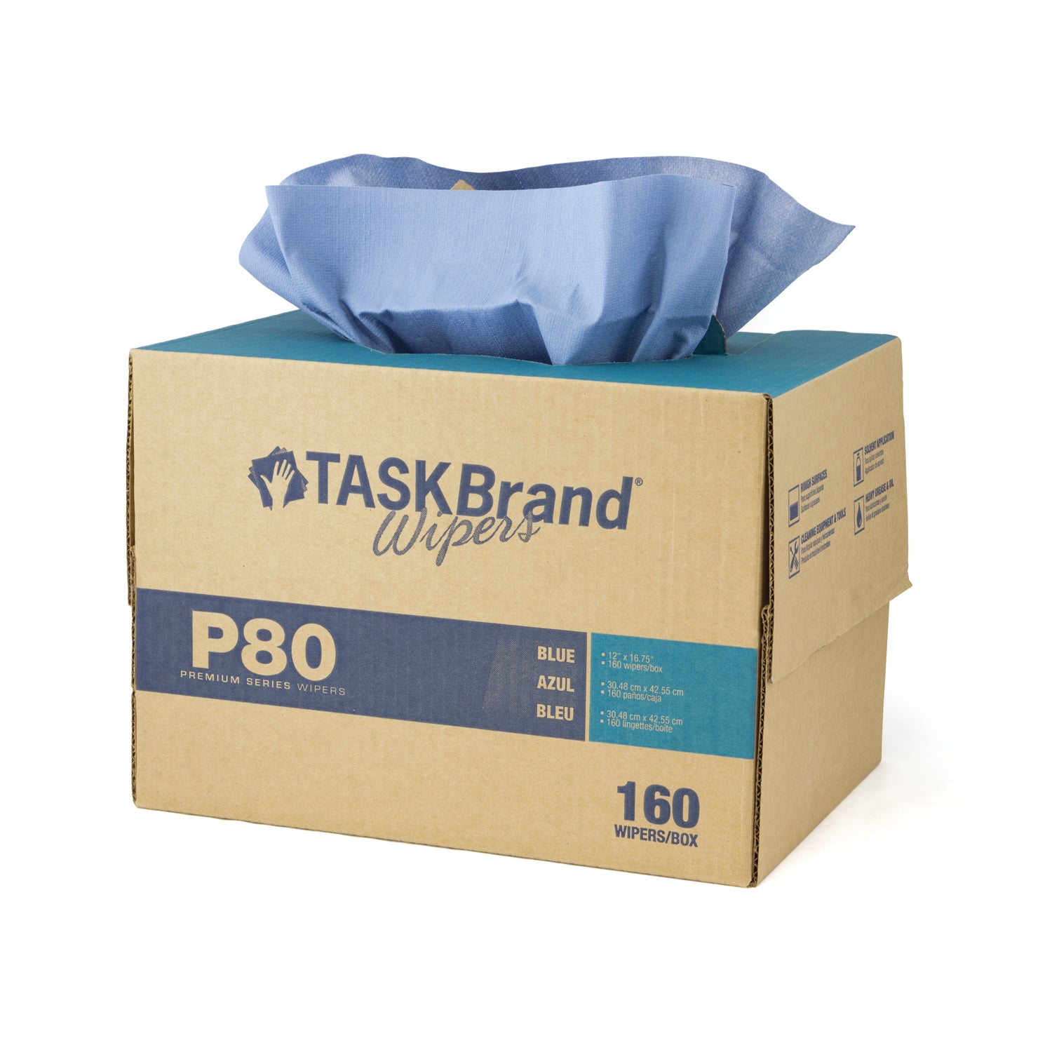 Taskbrand  P80 PD Hydrospun, Interfold, Twin Tote, Blue,  12" x 16.75", 160/bx, 1 bx/cs