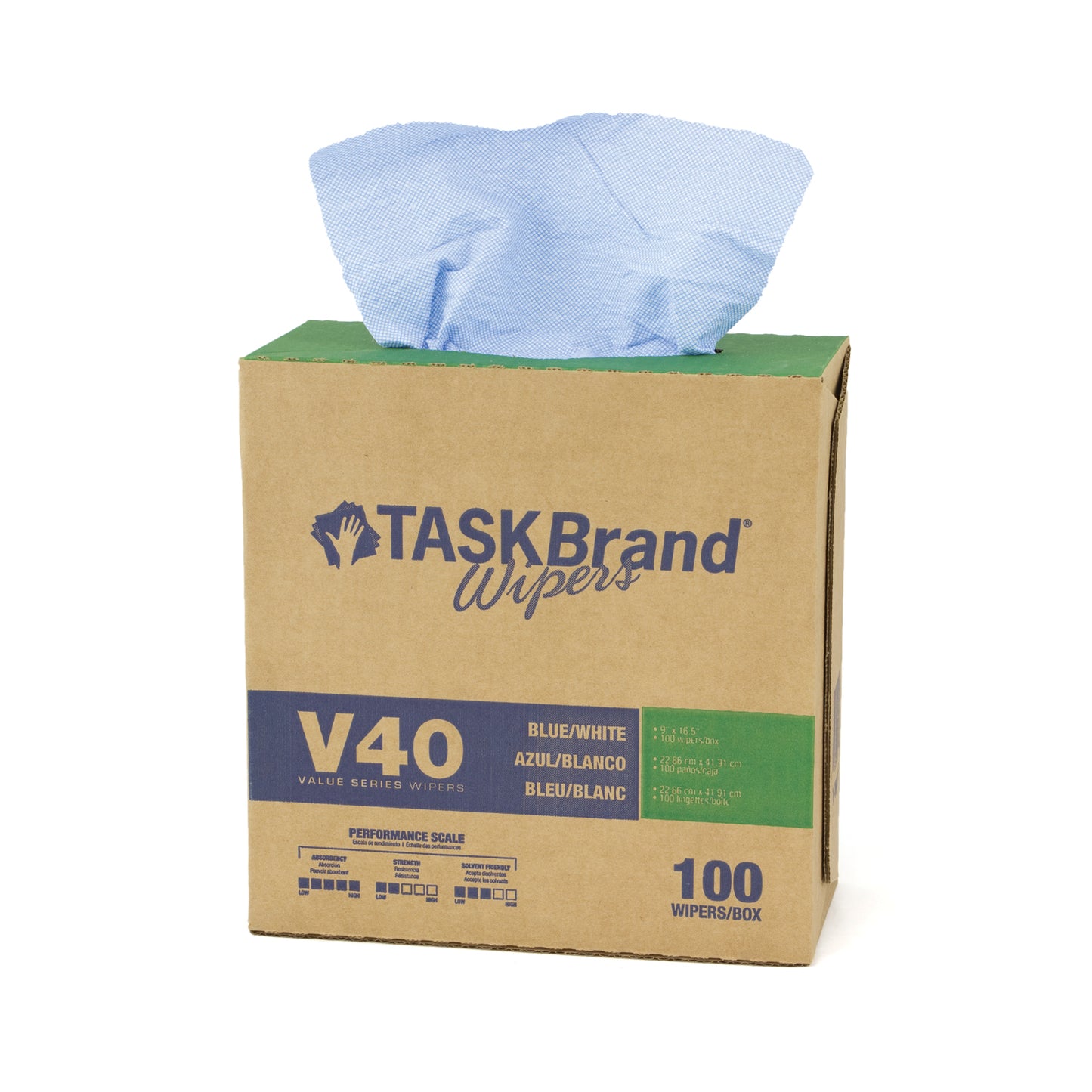 Taskbrand V40 HW DRC, Interfold, Dispenser, Blue, 9" x 16.5", 100/bx, 9 bx/cs