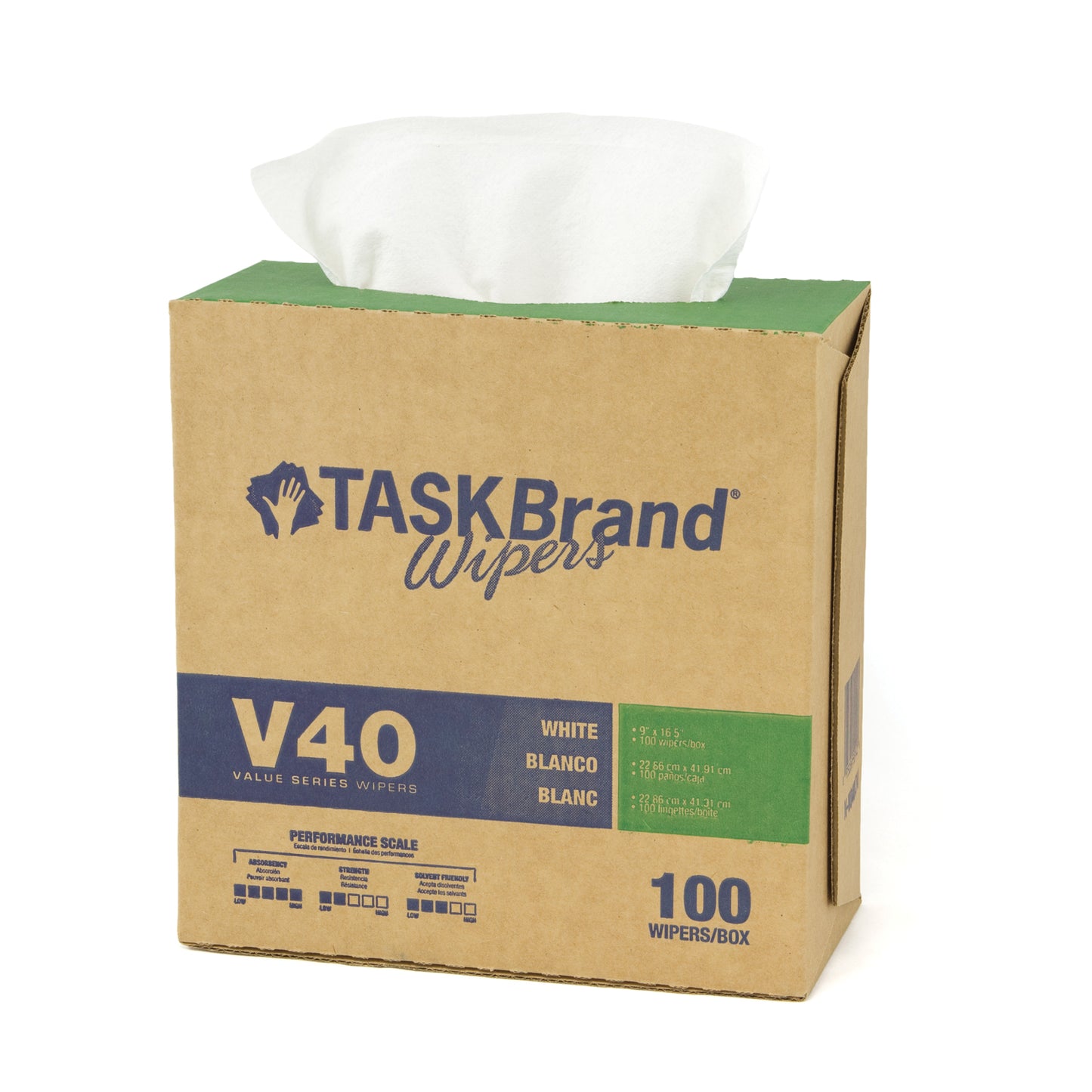 Taskbrand V40 HW DRC, White, Interfold, 9" x 16_", 100/bx, 9 bx/cs