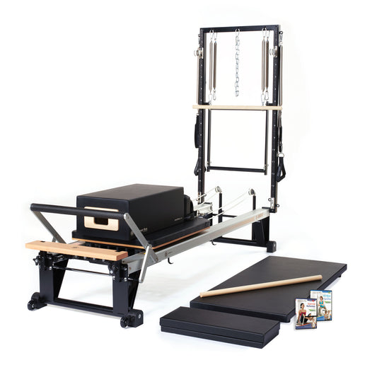 V2 Max Plus Reformer Bundle Includes 1 ea: V2 Max Plus Reformer, Mat Converter, Padded Platform Extender, Reformer Box, Maple Roll-Up Pole