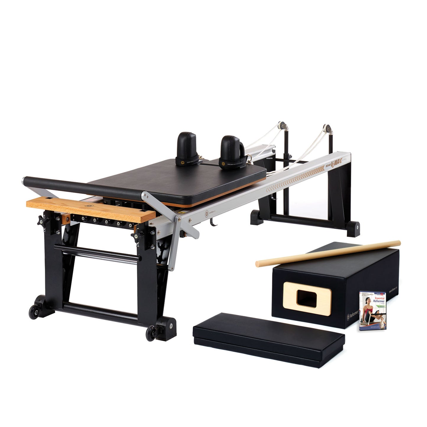 Rehab Reformer Bundle Includes 1 ea: Rehab V2 Max Reformer, Padded Platform Extender, Reformer Box, Maple Roll-Up Pole (Price subject to change without notice) (042107)