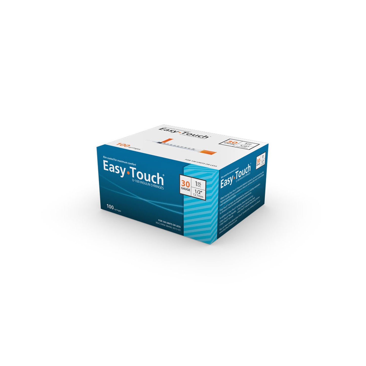 Insulin Syringes, 30 Gauge, 1cc, 1/2" Needle, 100/bx