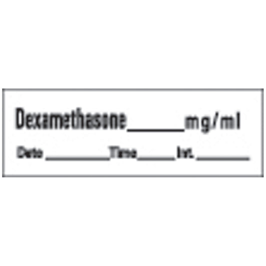 Dexamethasone Syringe Labels, White, 500"/rl