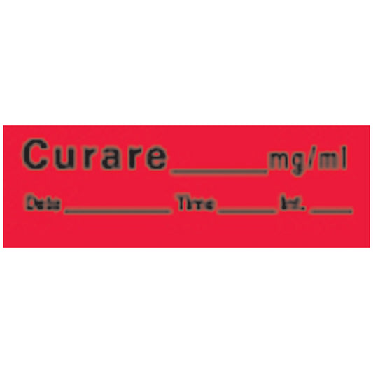 Curare Syringe Labels, Fluorescent Red, 500"/rl