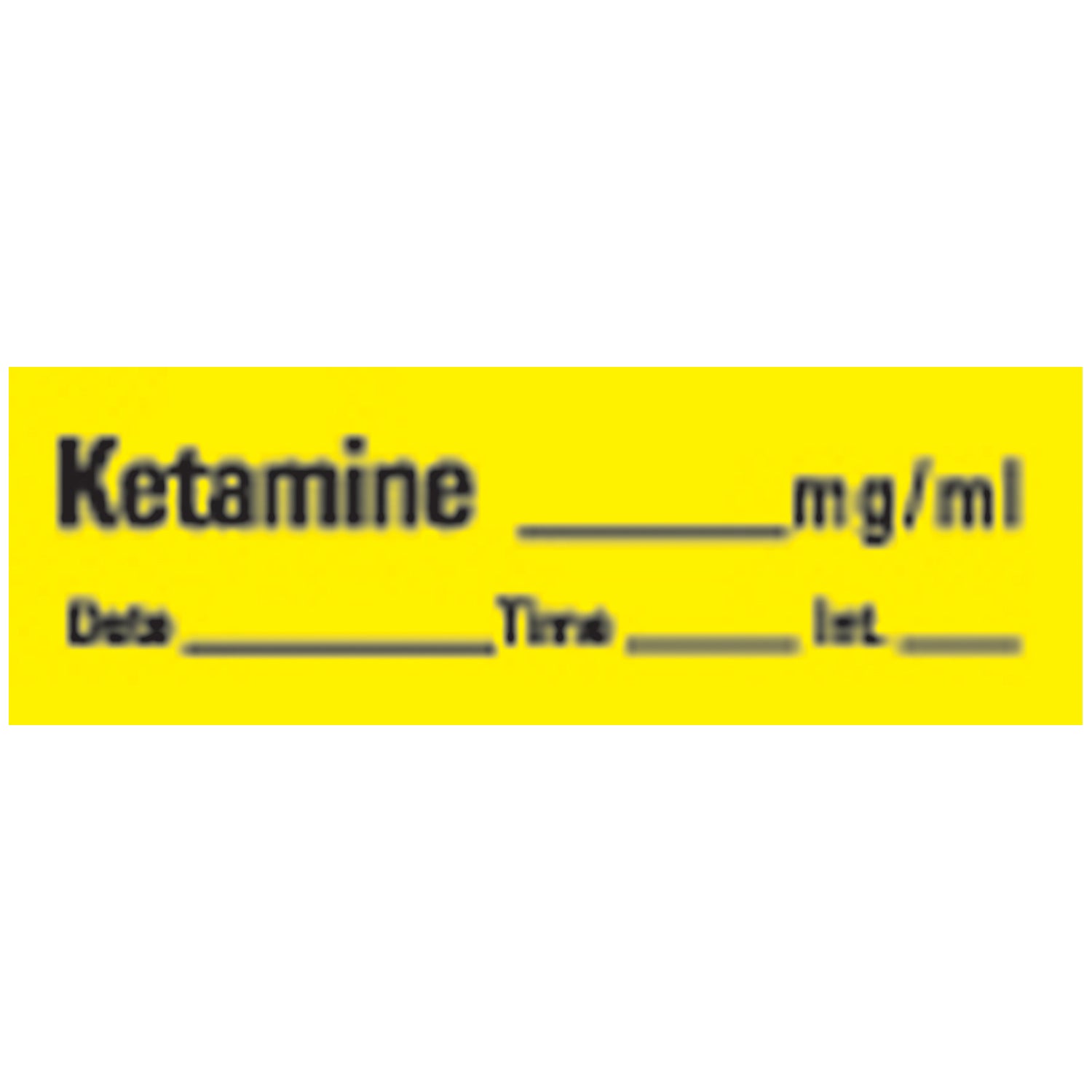 Ketamine Syringe Labels, Yellow, 500"/rl