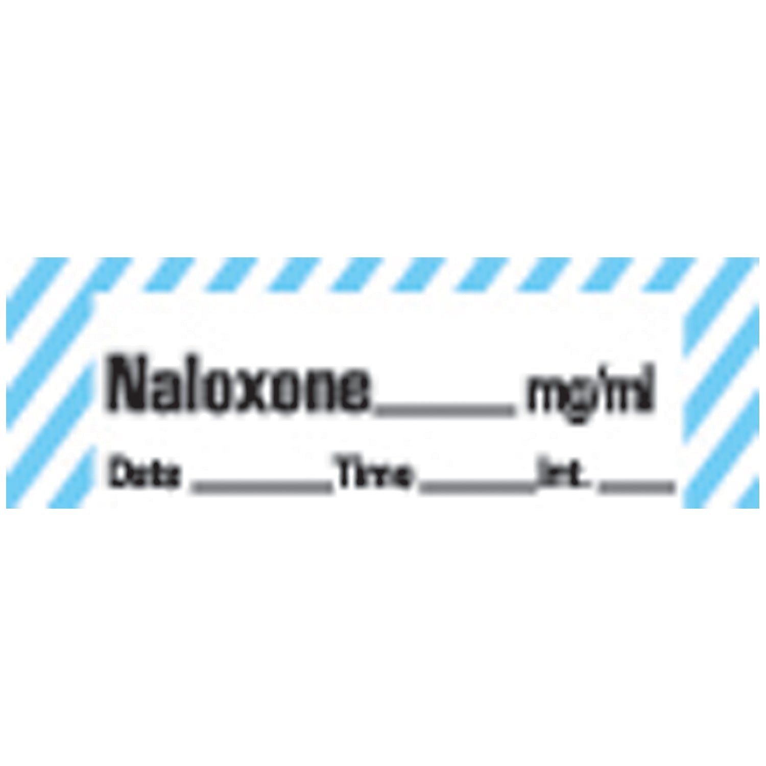 Naloxone Syringe Labels, White/ Blue Stripes, 500"/rl