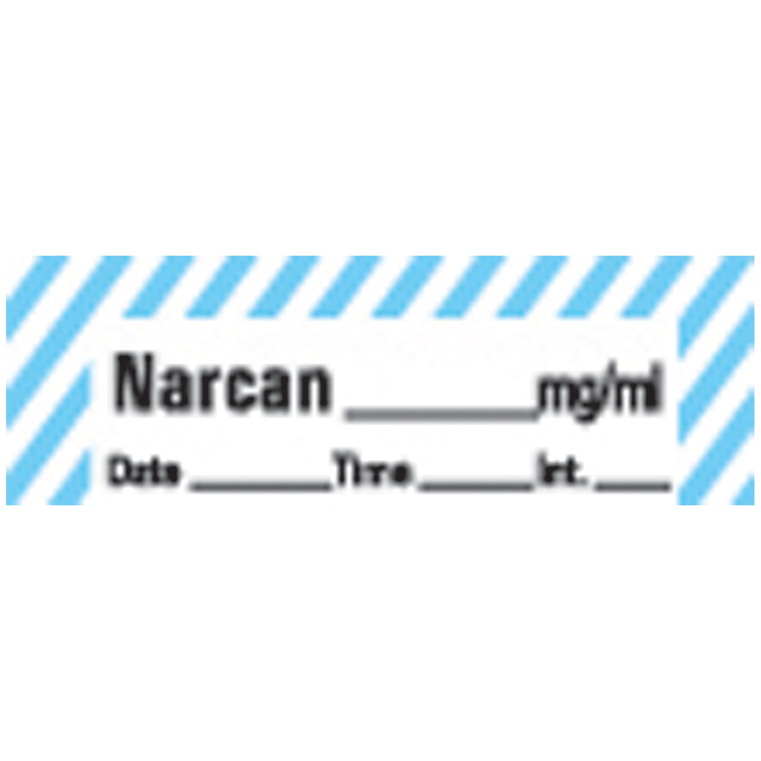 Narcan Syringe Labels, White/ Blue Stripes, 500"/rl