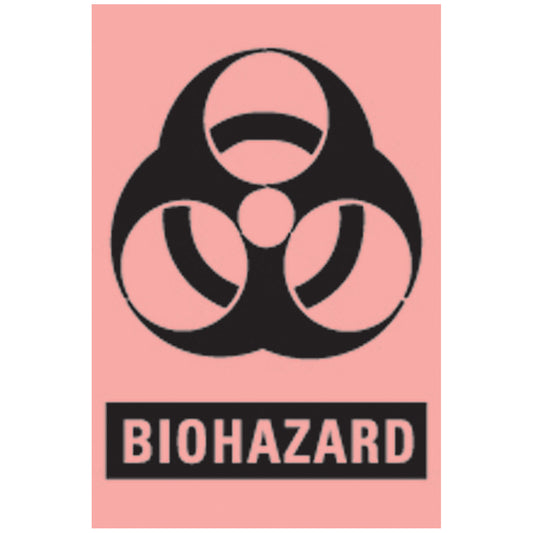 Biohazard Labels, 3" x 2",  Fluorescent Red, 500/rl