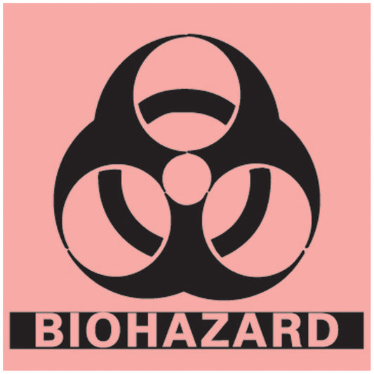 Biohazard Labels, 5" x 5",  Fluorescent Red, 250/rl