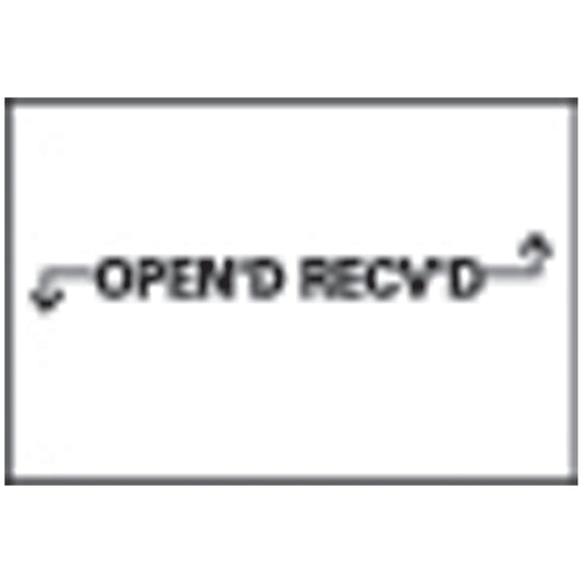 Single Ply Labels, 5/8" x 15/16", Autoclavable Adhesive, White, Black "Open'd Recv'd" Imprint, 1,000/rl, 24 rl/bx