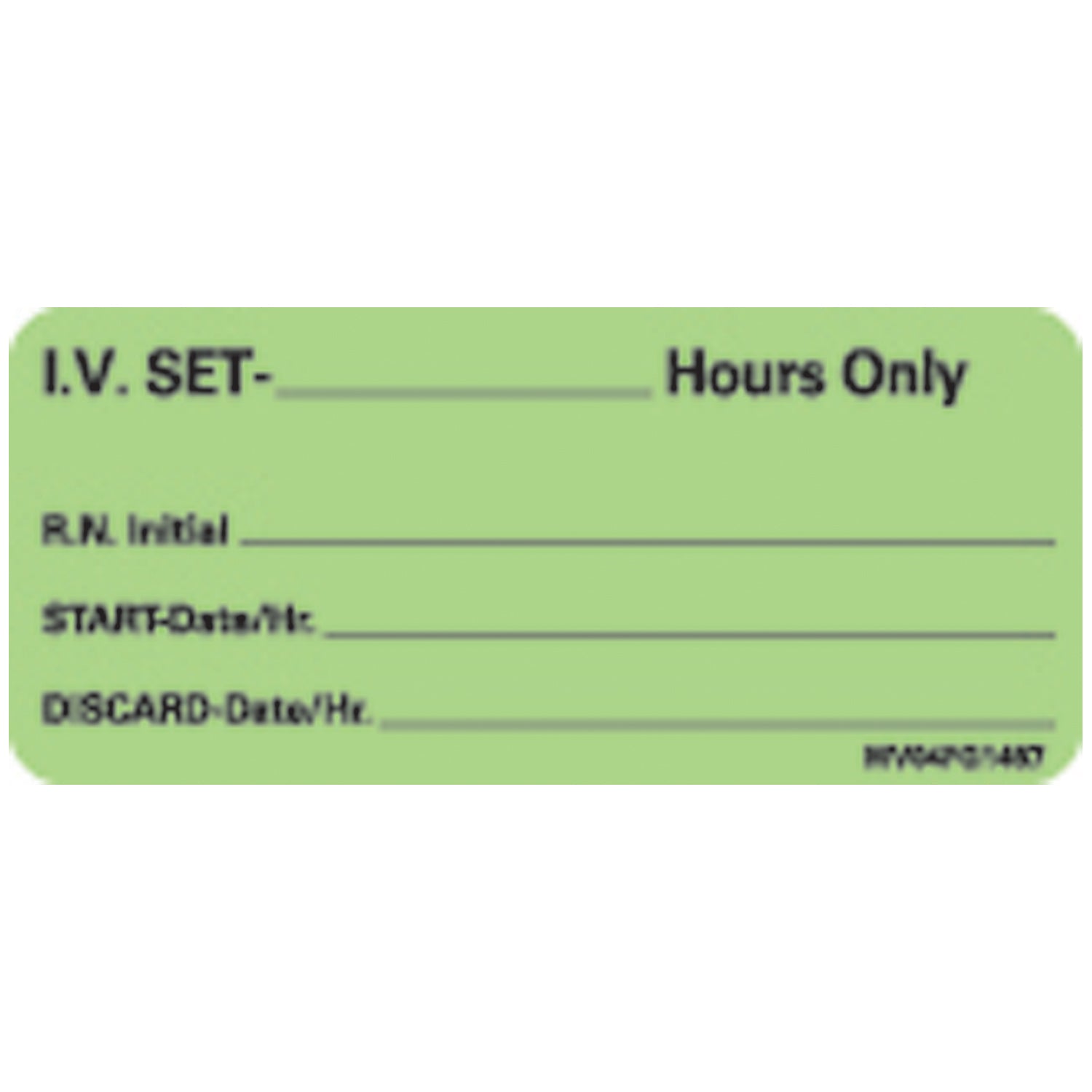 IV Set _____ Hours Only Labels For Nursing, 2_" x 1", Fluorescent Green, 420/rl