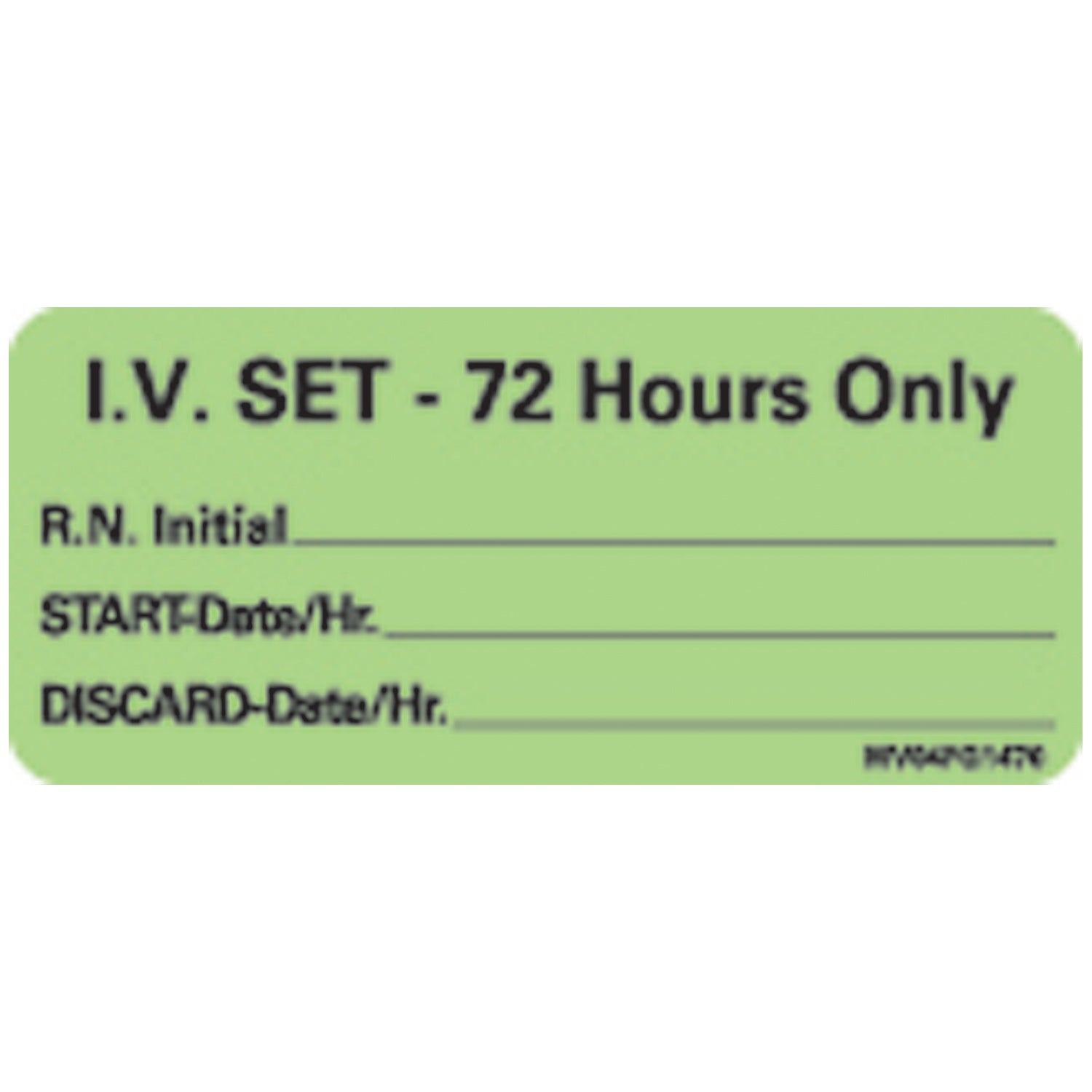 IV Set - 72 Hours Only Labels For Nursing, 2_" x 1", Fluorescent Green, 420/rl