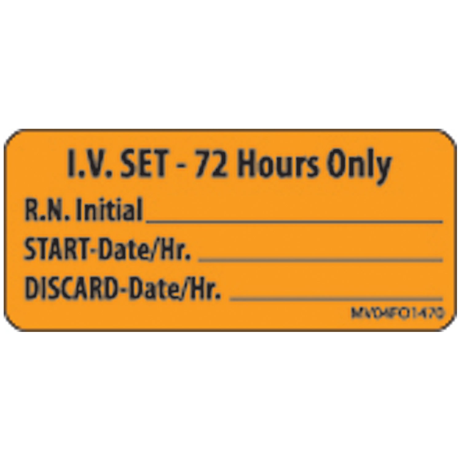 IV Set - 72 Hours Only Labels For Pharmacy, 2_" x 1", Fluorescent Orange, 420/rl