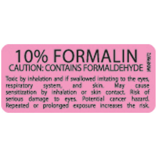 10% Formalin Labels For The Laboratory, 2_" x 1", Fluorescent Pink, 420/rl
