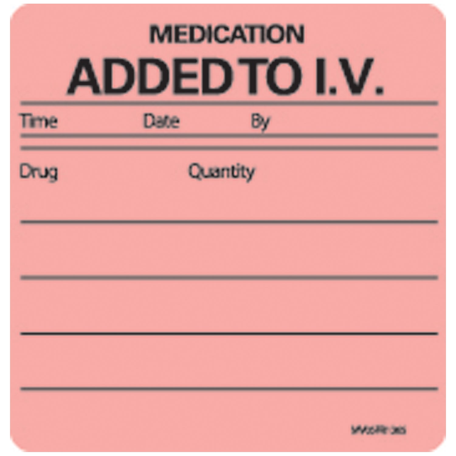 Medication Added To IV Labels For Nursing, 2 7/16" x 2_", Fluorescent Red, 400/rl