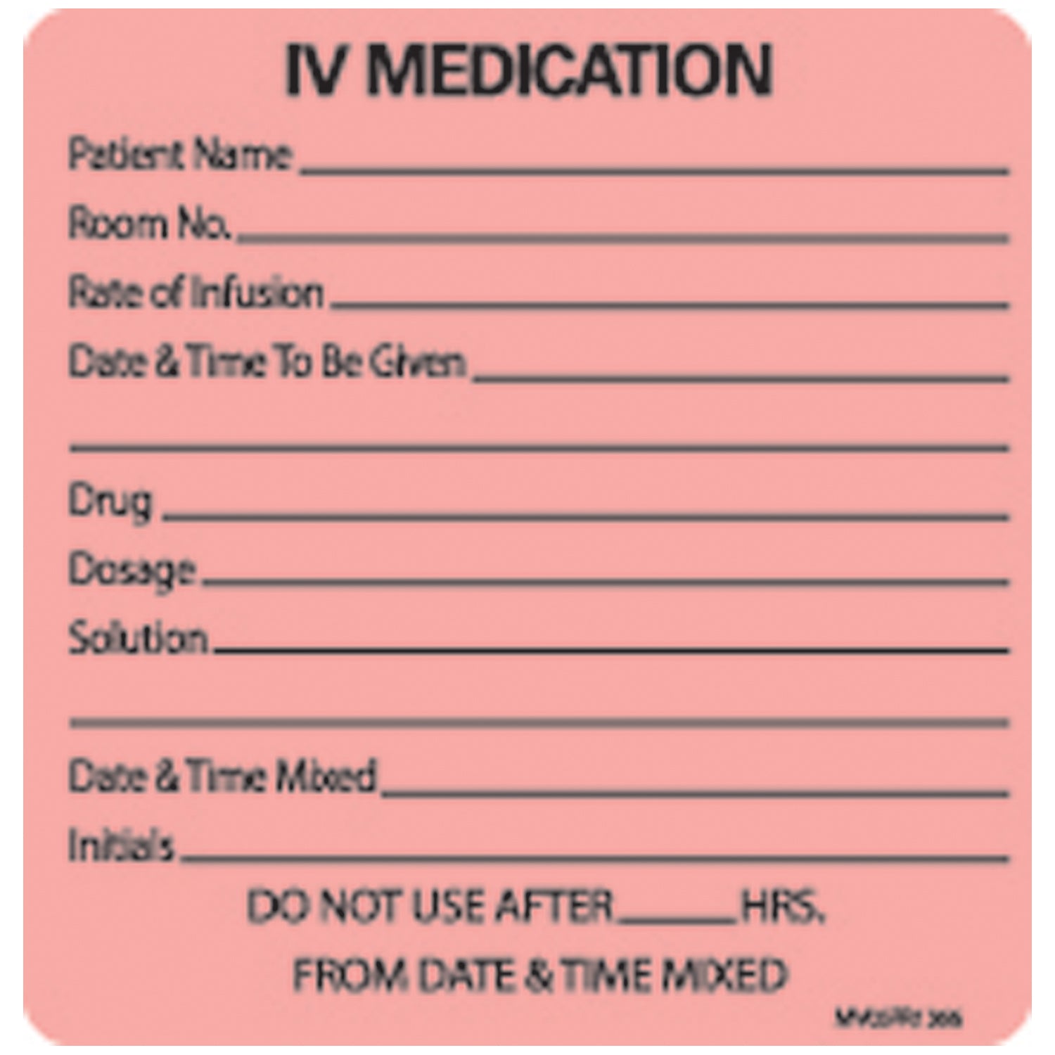 IV Medication Labels For Nursing, 2 7/16" x 2_", Fluorescent Red, 400/rl