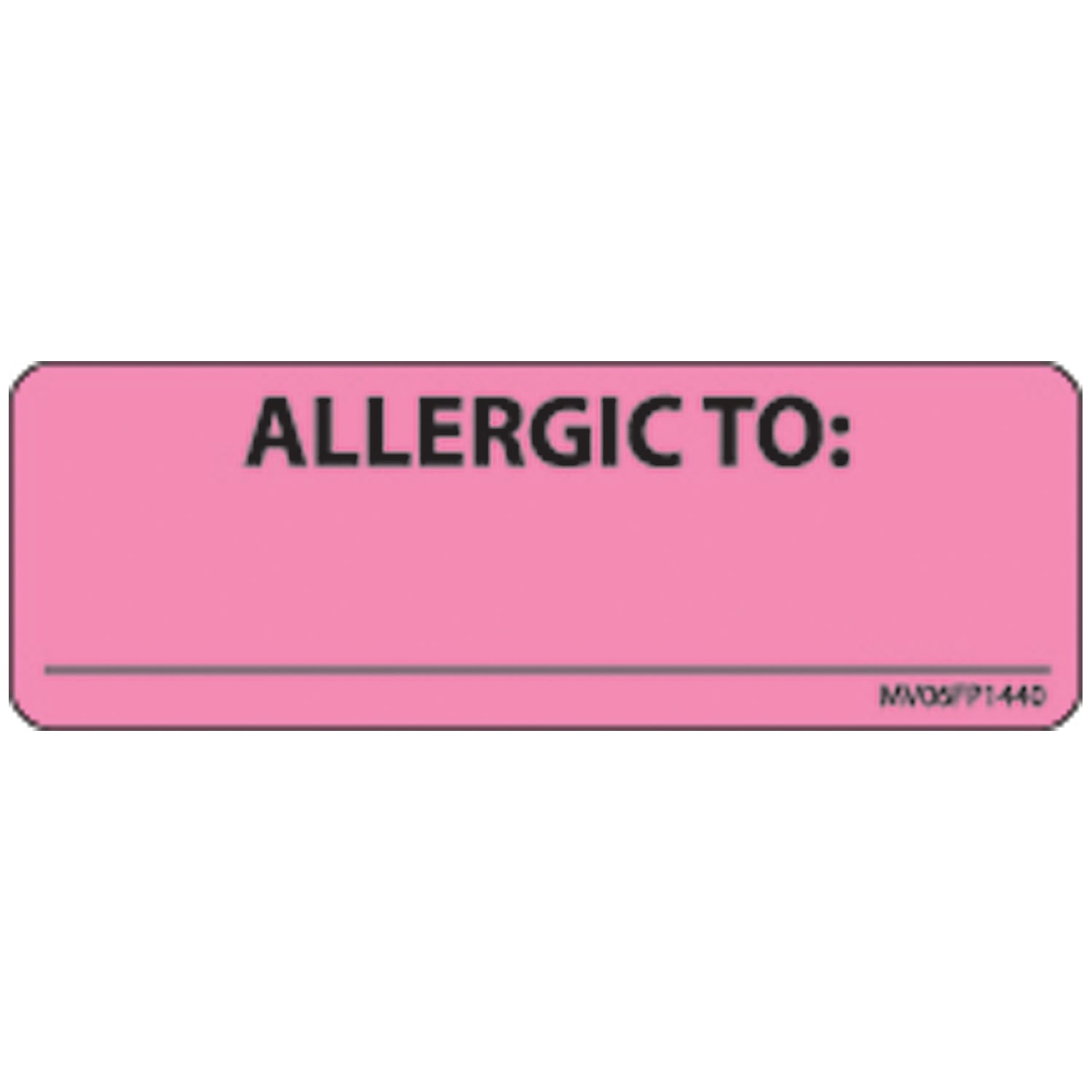 Allergic To Labels For Nursing, 2 15/16" x 1", Fluorescent Pink, 333/rl