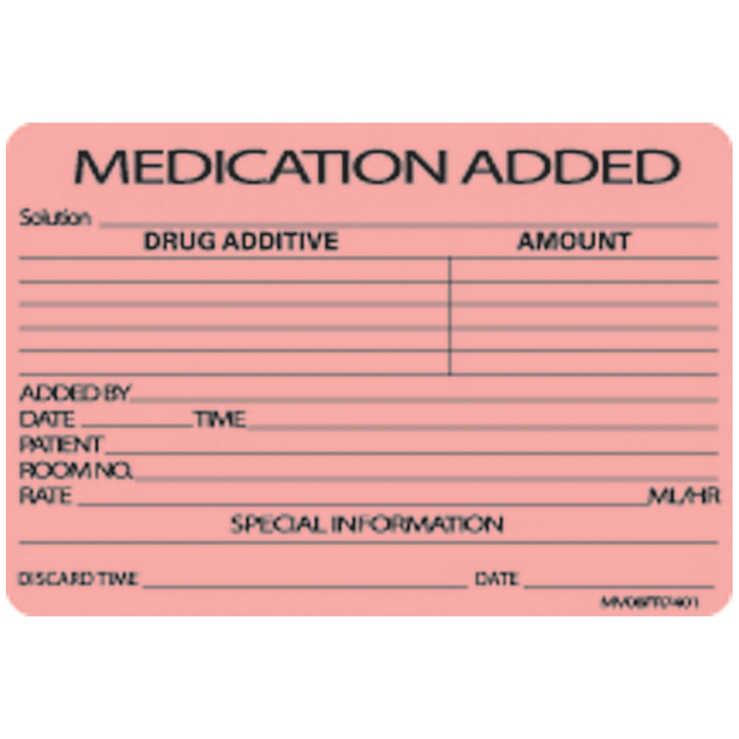 Medication Added Labels For Nursing, 2 15/16" x 2", Fluorescent Red, 333/rl