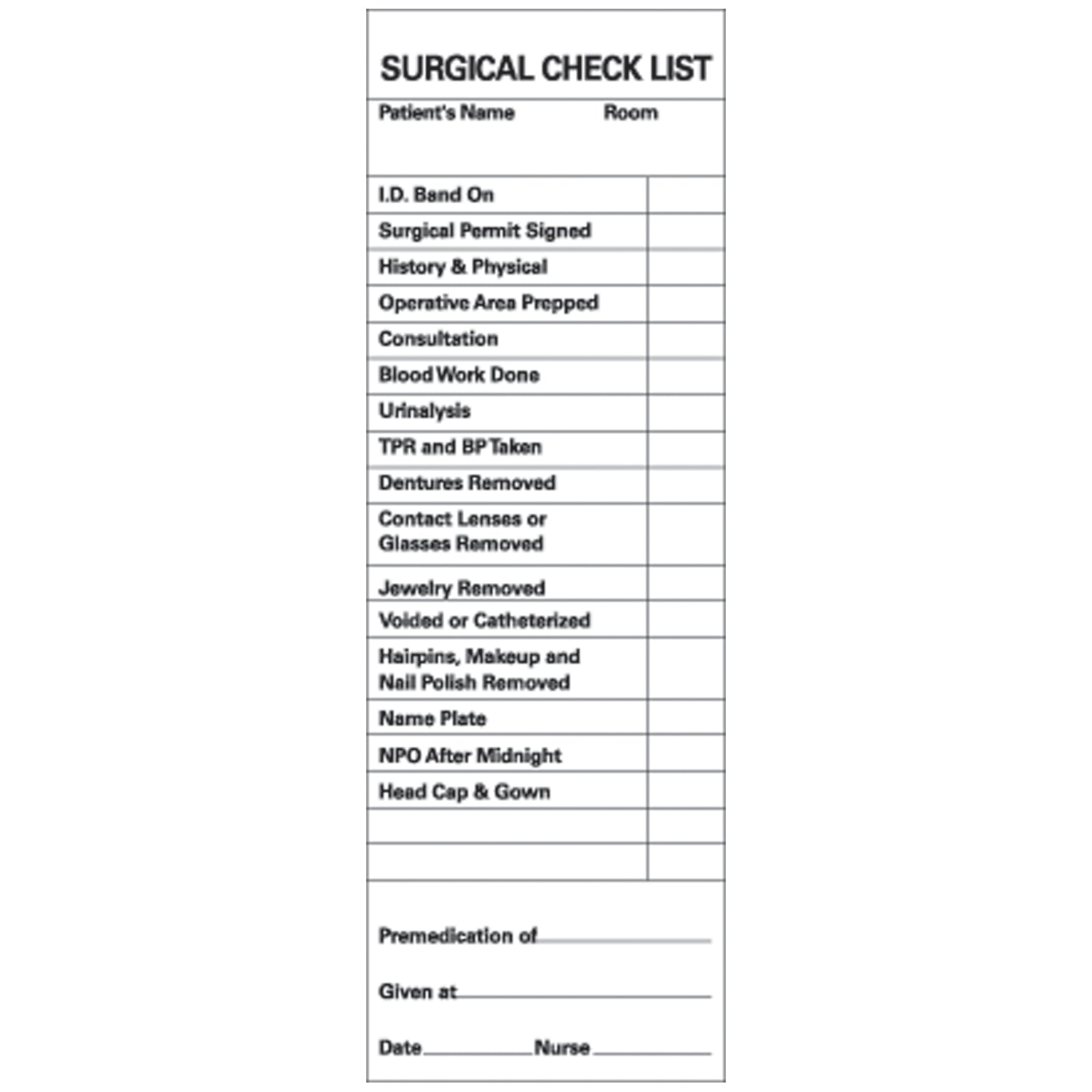 Surgical Checklist Patient Chart Labels, 2" x 6", White