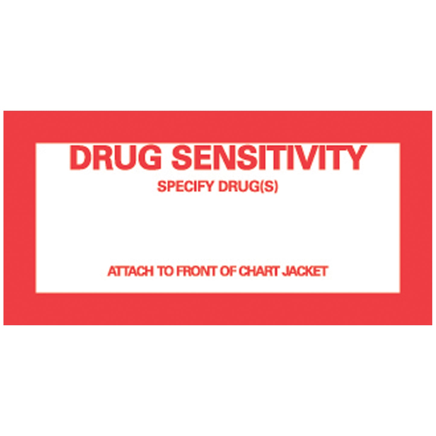Drug Sensitivity Patient Chart Labels, 2_" x 4_", White, 1,000/bx