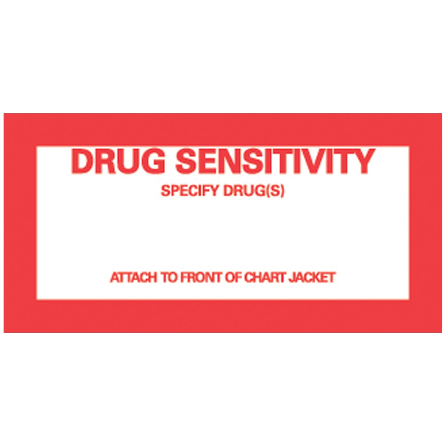 Drug Sensitivity Patient Chart Labels, 2_" x 4_", White, 1,000/bx