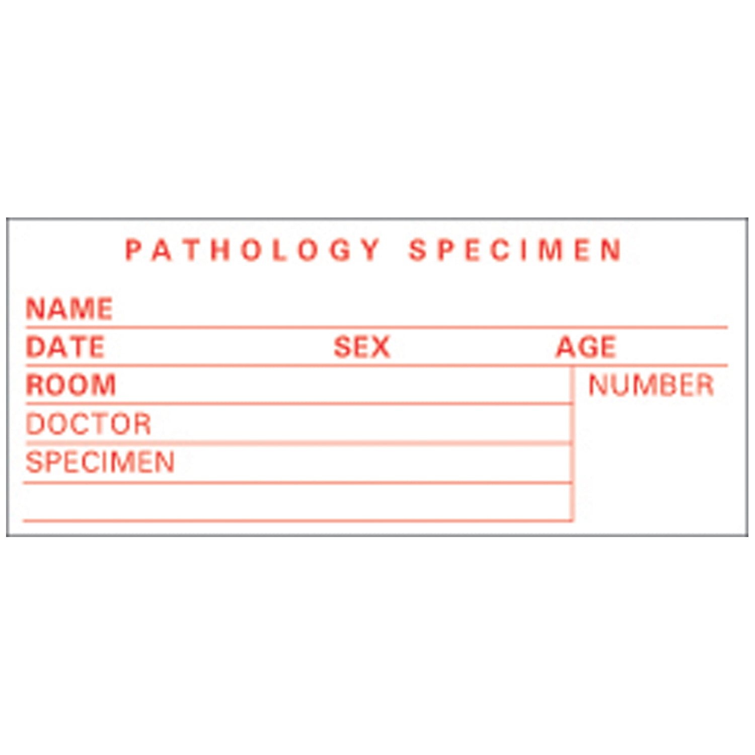 Specimen Tape, 3_" x 2", White/ Red, Imprint, 143/rl