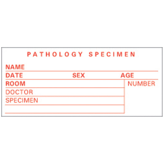 Specimen Tape, 3_" x 2", White/ Red, Imprint, 143/rl