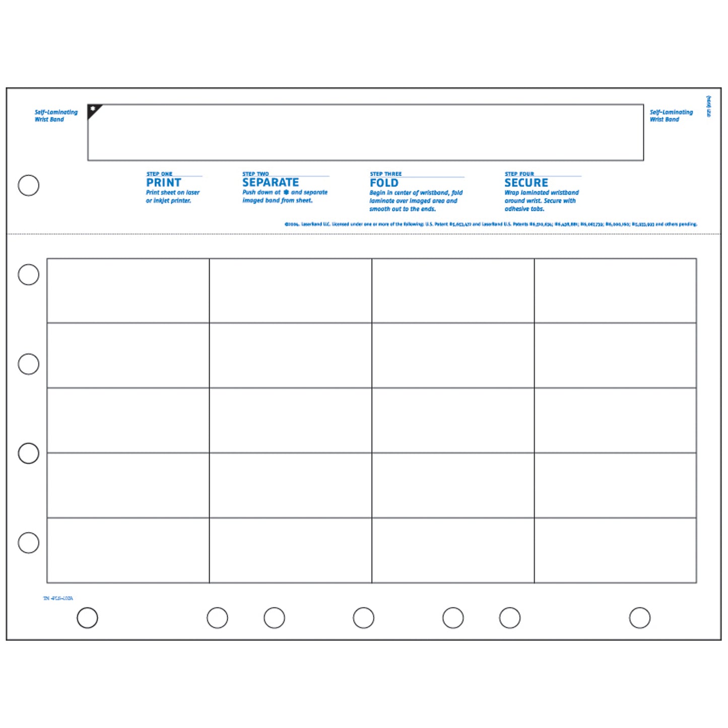 Adult Wristband & 20 Labels/ File Holes, 8_ x 11, 250/pkg, 4 pkg/bx