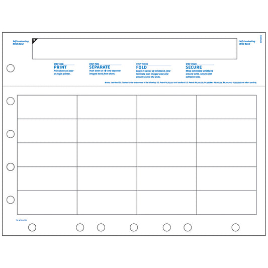 Adult Wristband & 20 Labels/ File Holes, 8_ x 11, 250/pkg, 4 pkg/bx