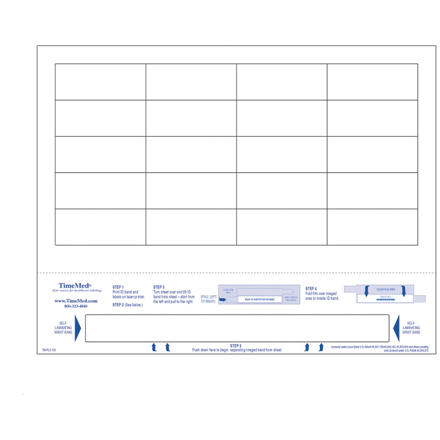 Adult Wristband & 20 Labels, 8_ x 11, 250/pkg, 4 pkg/bx