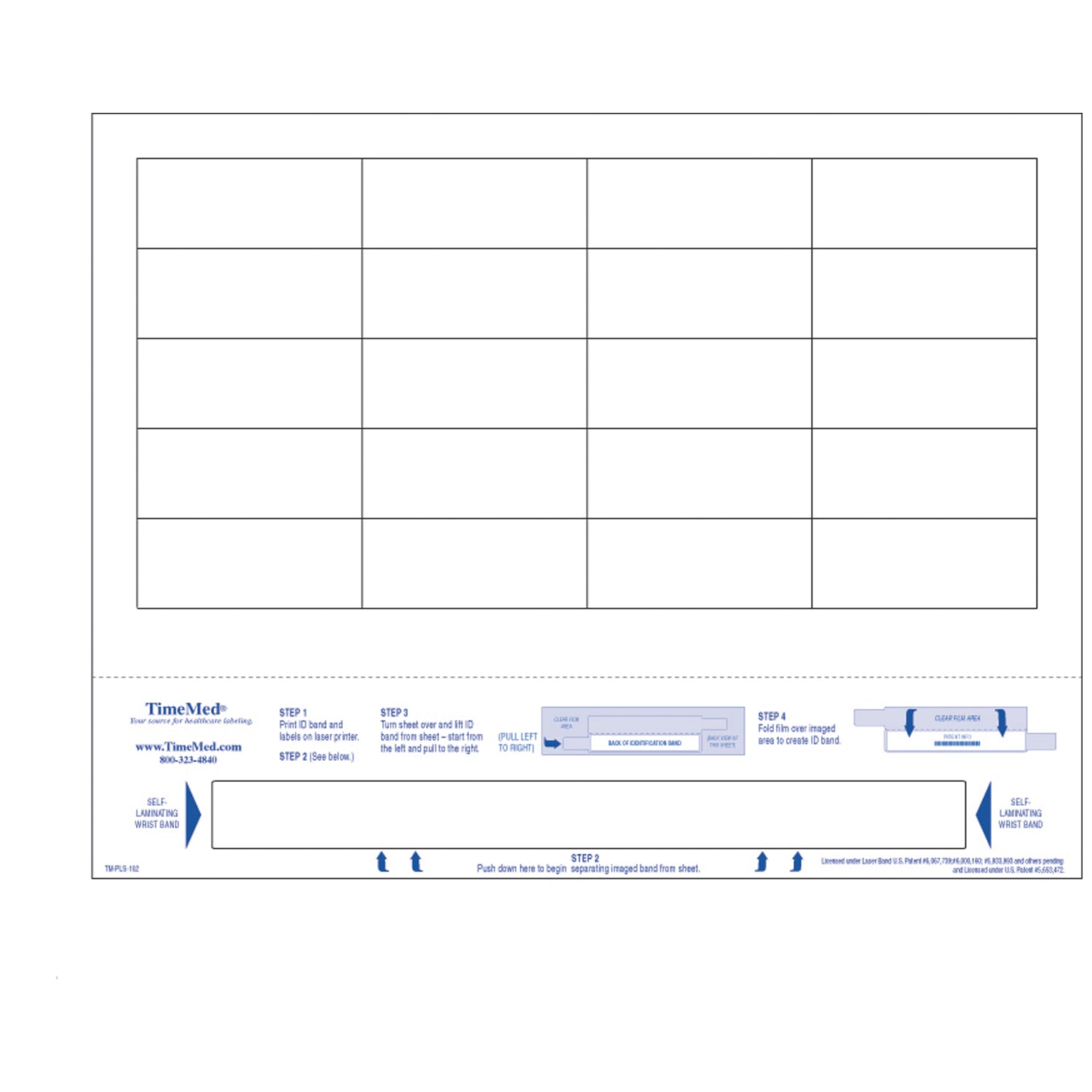 Adult Wristband & 20 Labels, 8_ x 11, 250/pkg, 4 pkg/bx
