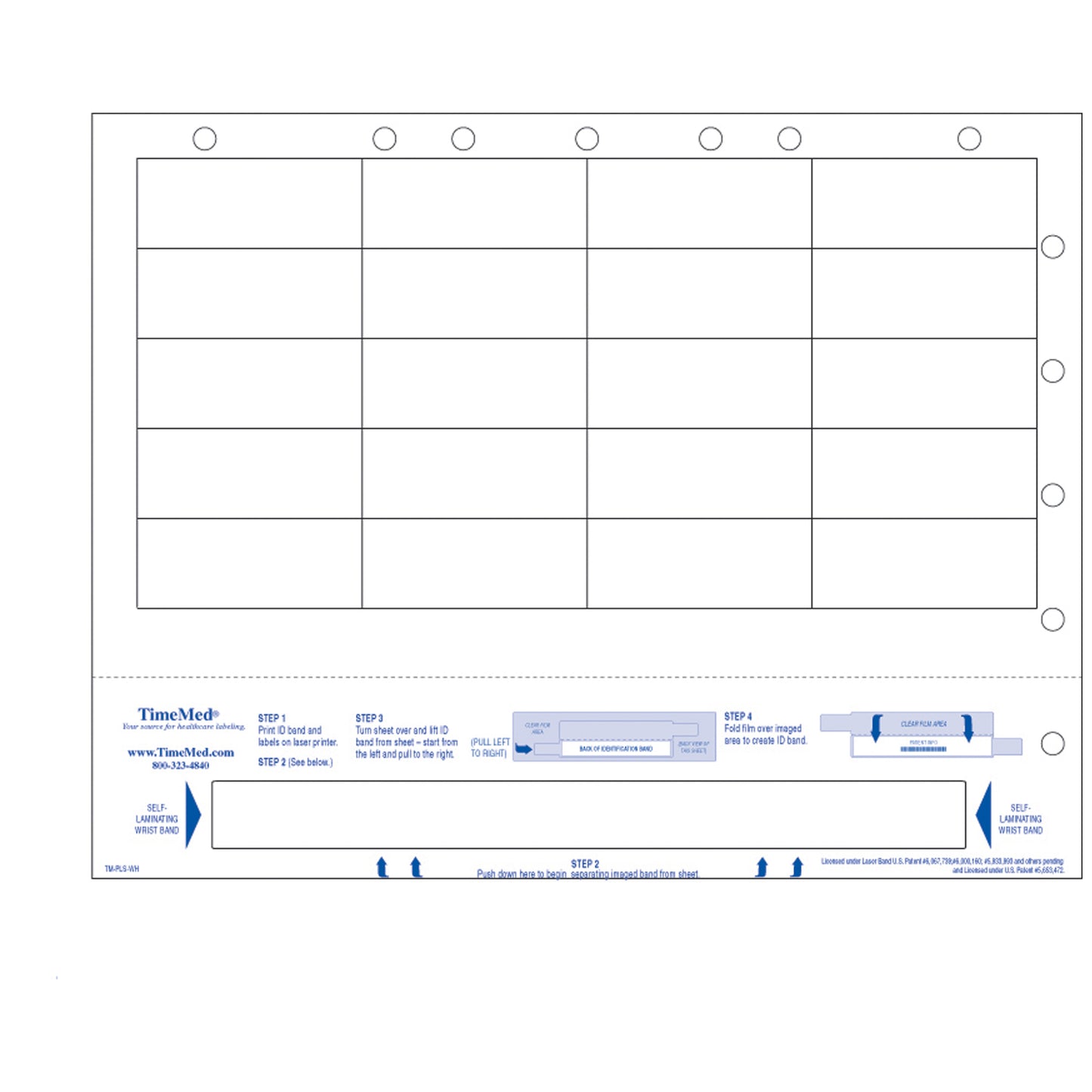 Adult Wristband & 20 Labels/ File Holes, 8_ x 11, 250/pkg, 4 pkg/bx