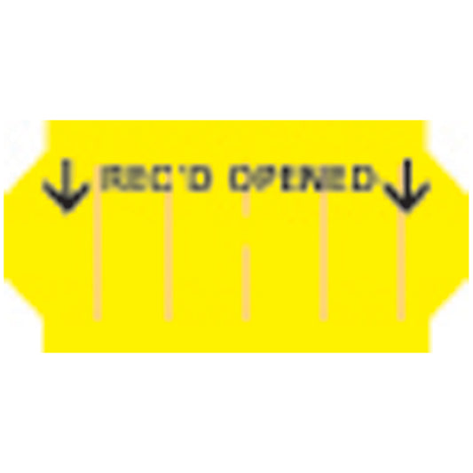 Yellow/ Black Labels, "Received Open" Imprint, Tamperproof, Single Ply, Cold Temp Adhesive, Min. Order: 6 Rolls, 1,500/rl