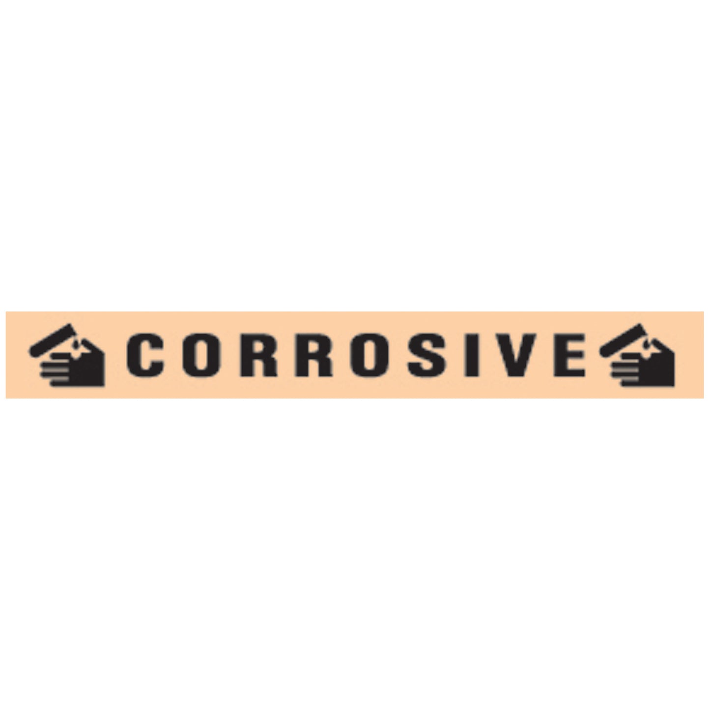 Corrosive Hazard Warning Label, 4" x _", Fluorescent Orange, 500"/rl