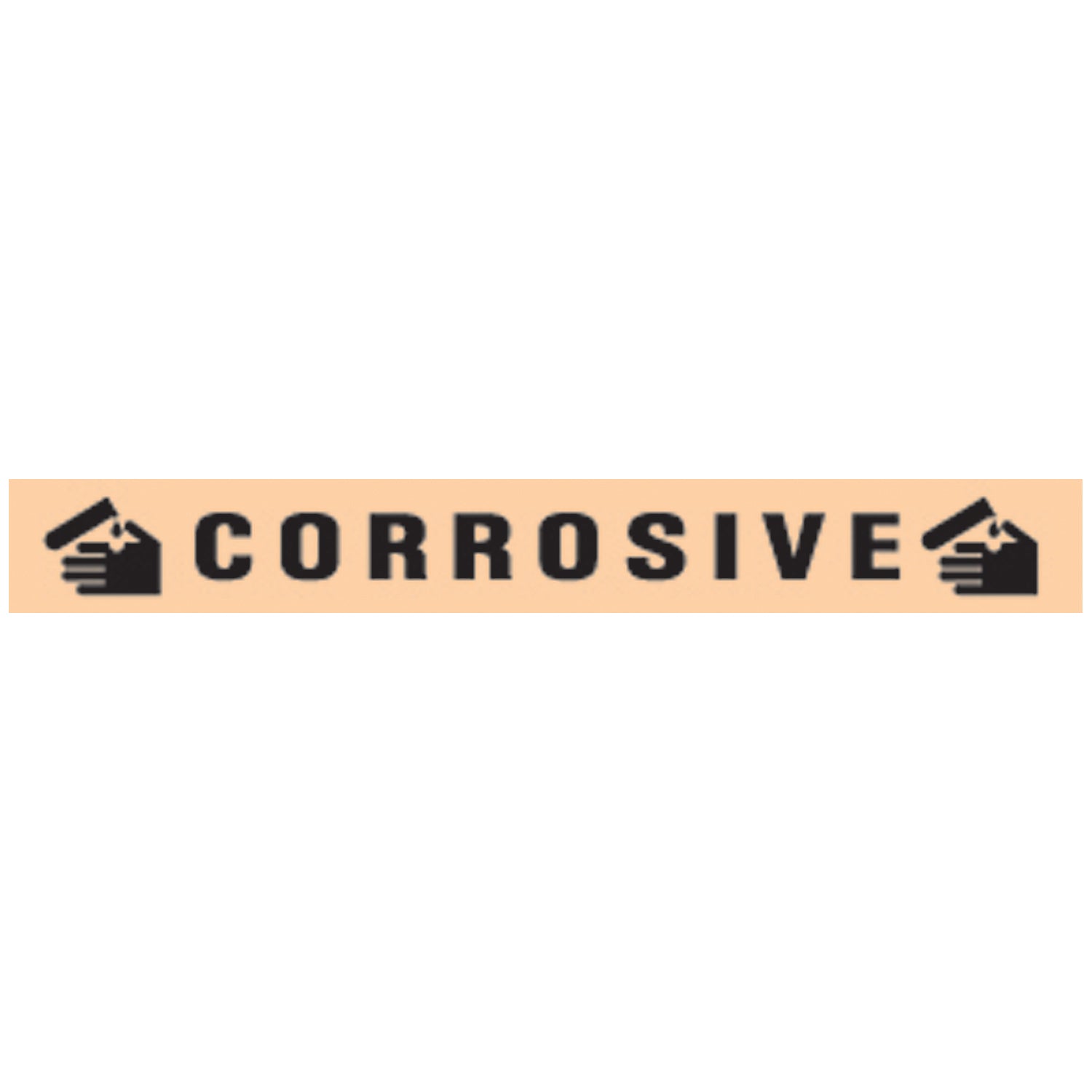 Corrosive Hazard Warning Label, 4" x _", Fluorescent Orange, 500"/rl