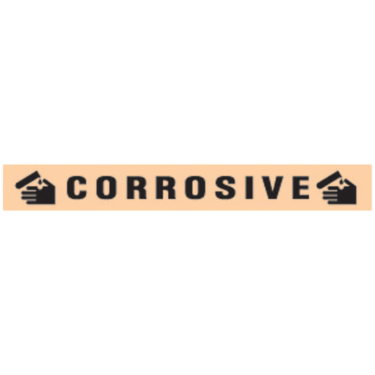 Corrosive Hazard Warning Label, 4" x _", Fluorescent Orange, 500"/rl