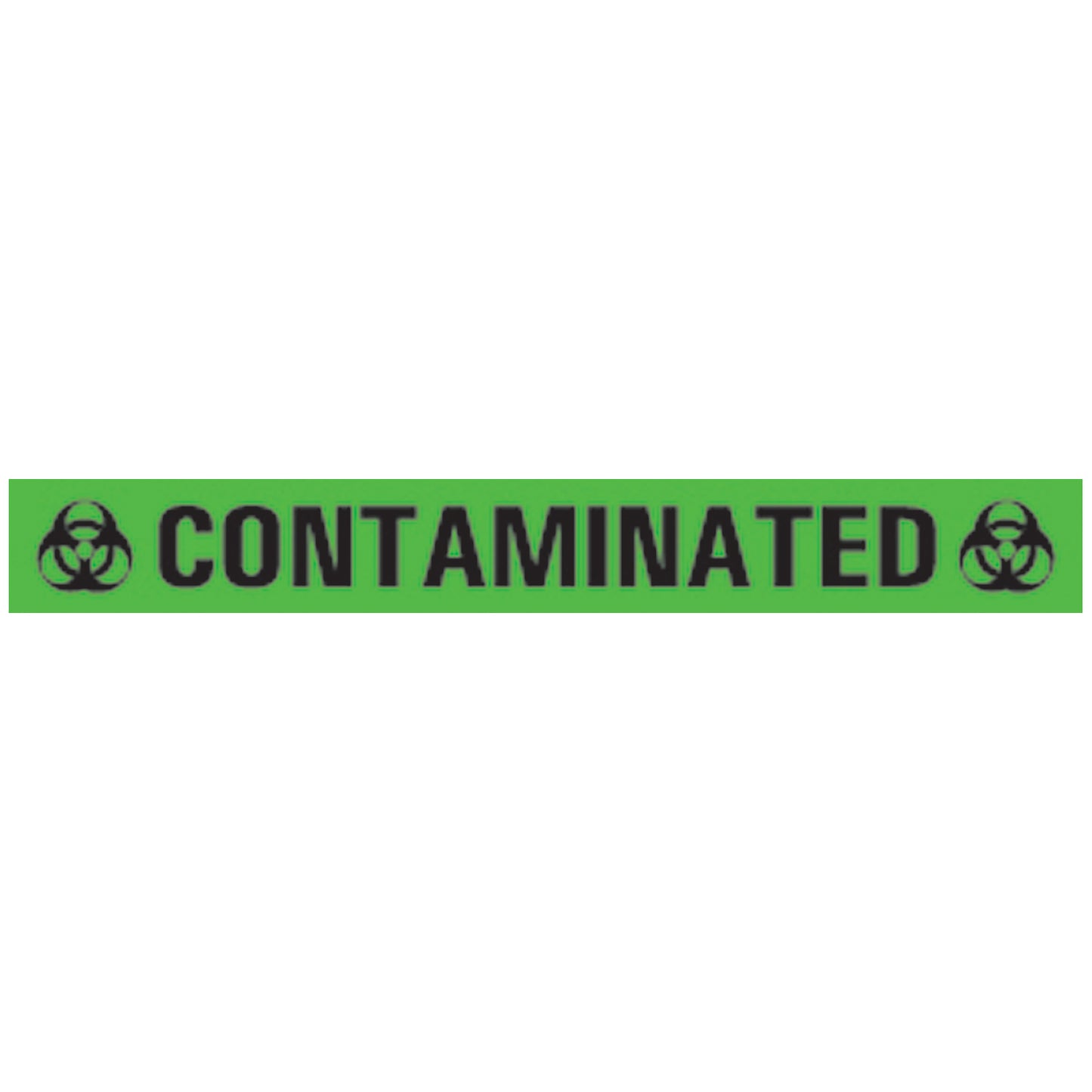 Contaminated Hazard Warning Label, 4" x _", Green, 500"/rl