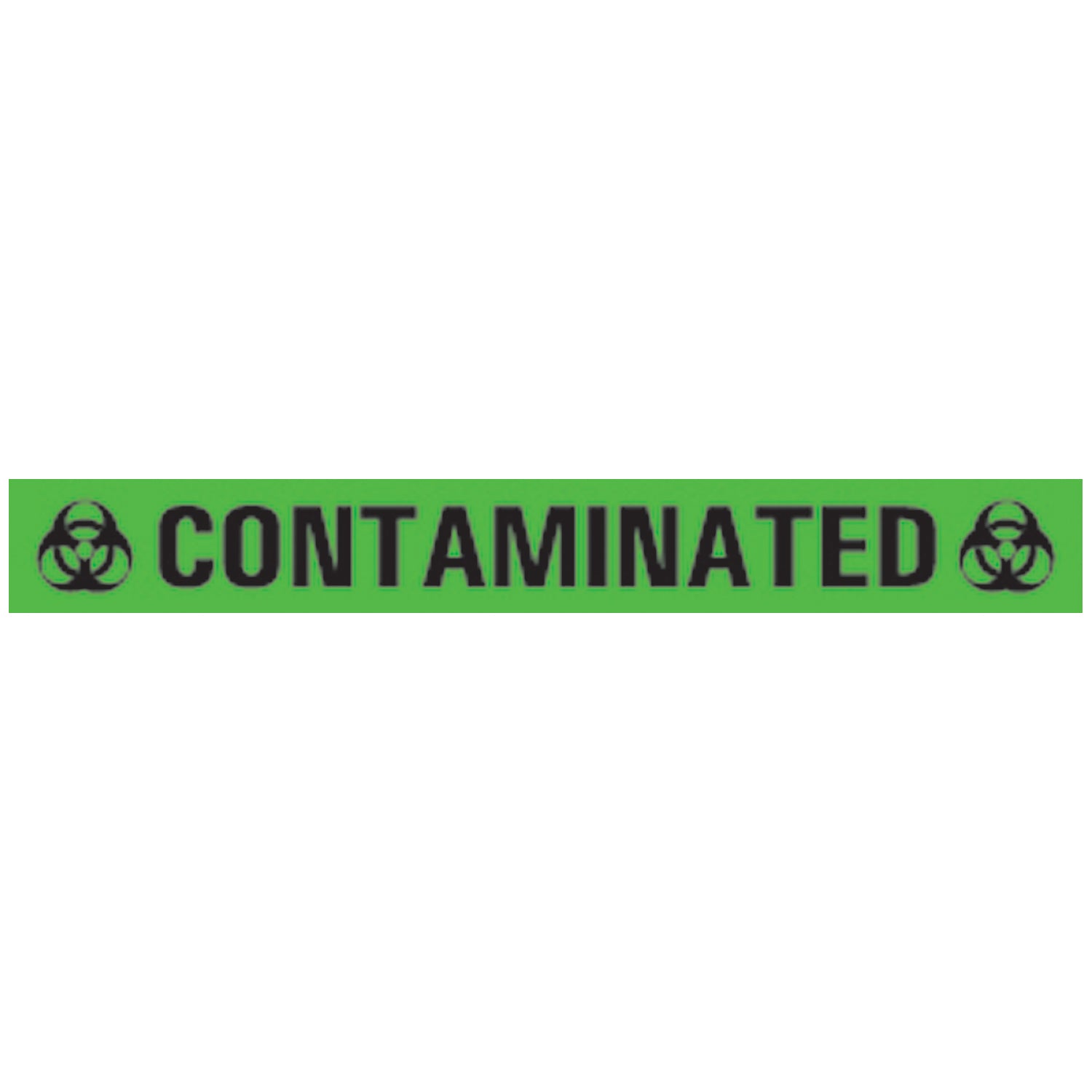 Contaminated Hazard Warning Label, 4" x _", Green, 500"/rl