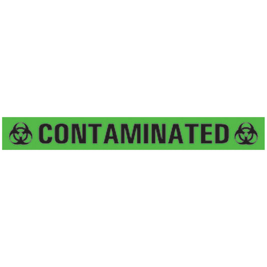 Contaminated Hazard Warning Label, 4" x _", Green, 500"/rl