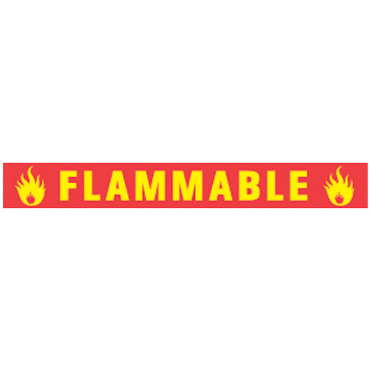 Flammable Hazard Warning Label, 4" x _", Yellow, 500"/rl
