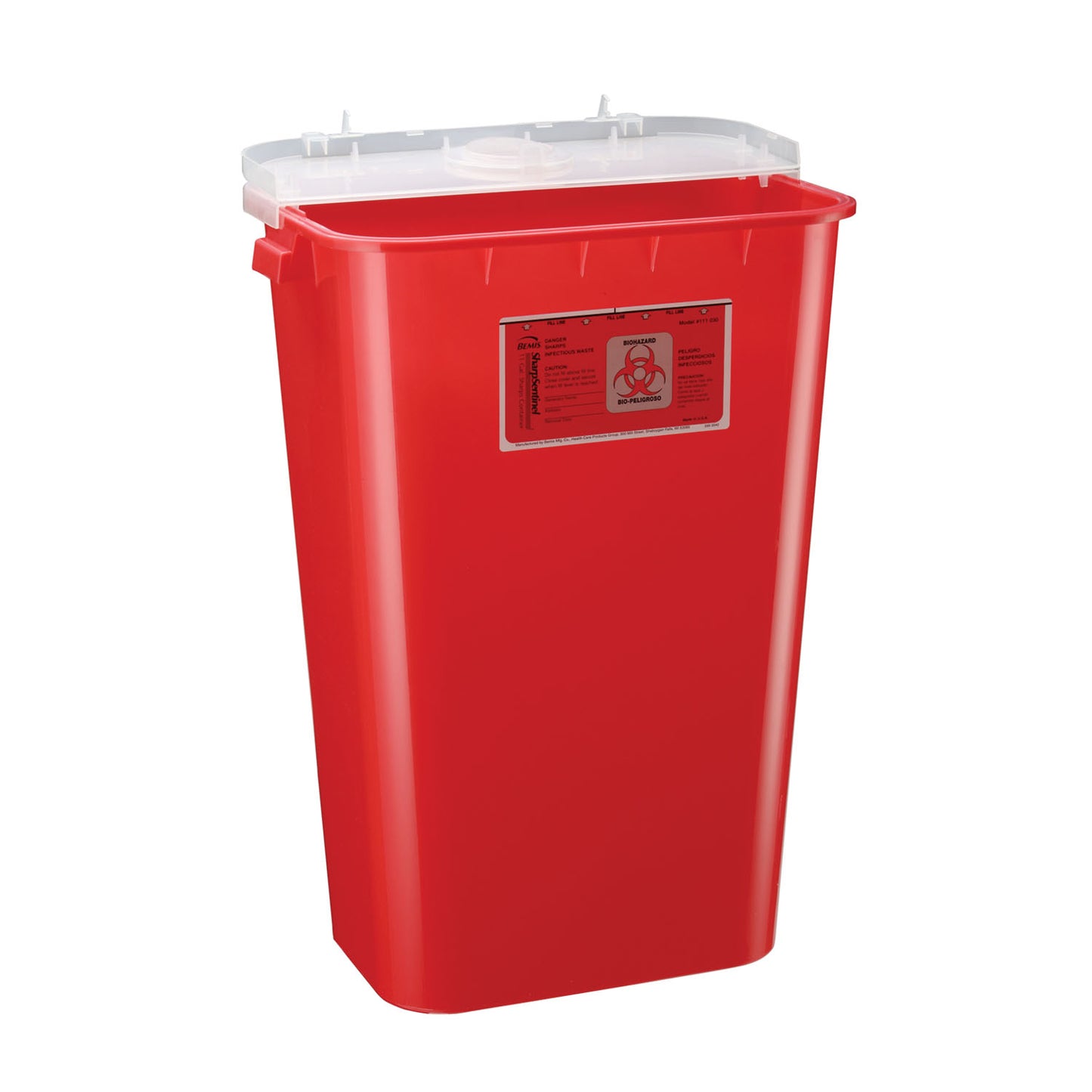Sharps Container, 11 Gal, Dual Purpose Lid, Red, 6/cs