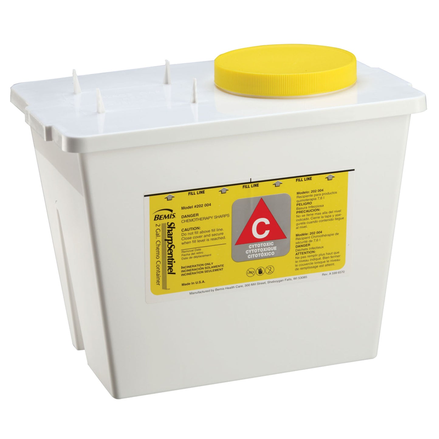 Chemo Container, 2 Gal, White, 30/cs