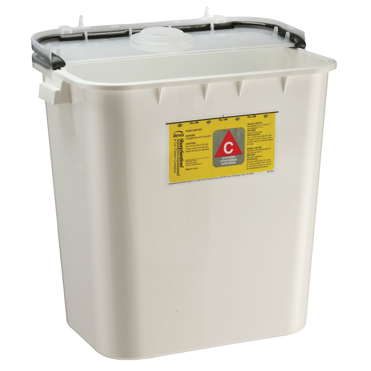Chemo Container, 8 gal, White, 10/cs