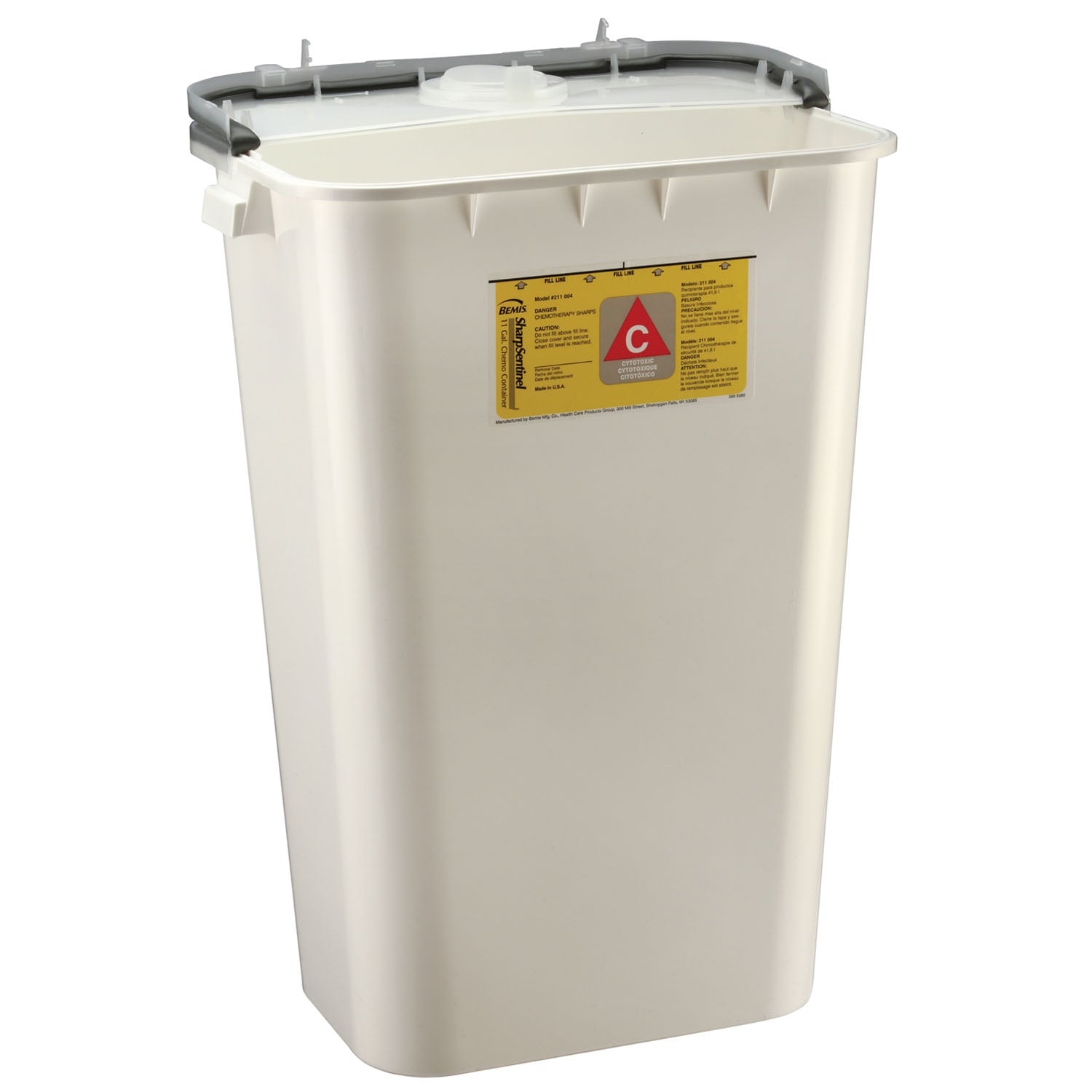 Chemo Container, 11 Gal, White, 6/cs
